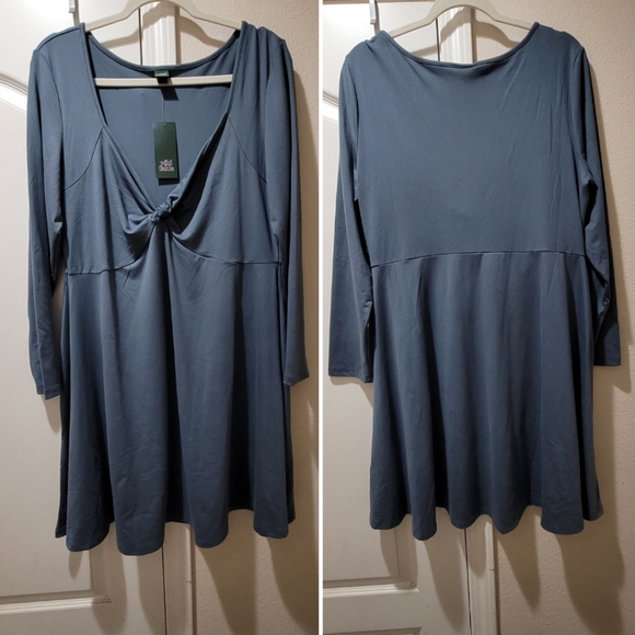 wild fable Dresses & Skirts - Wild Fable Blue Twist-Front Long Sleeve Dress – Size 3X | NWT